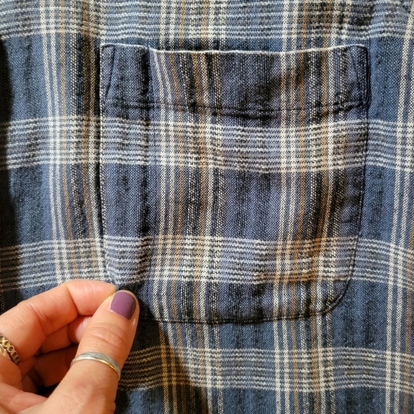 VINTAGE 1990s LEGEND JEANSWEAR Sleeveless Button Down Plaid Top Denim Blue - Picture 6 of 11